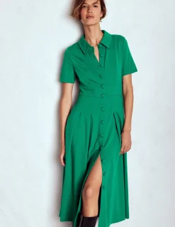 Boden Tenues De Travail|Robes & Combinaisons-Robe-chemise Bridget en point de Rome Vert joyau