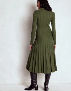 Boden Tenues De Travail|Robes & Combinaisons-Robe-chemise Brönte en maille côtelée Vert des bois