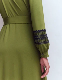 Boden Robes & Combinaisons|Midi-Robe-chemise brodée en jersey Olive