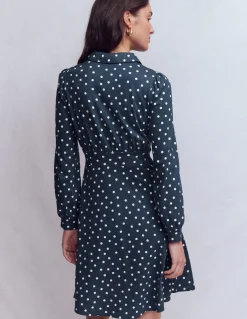 Boden Tenues De Travail|Robes & Combinaisons-Robe-chemise courte en jersey Orla Bleu marine foncé, pois peints