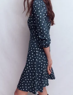 Boden Tenues De Travail|Robes & Combinaisons-Robe-chemise courte en jersey Orla Bleu marine foncé, pois peints