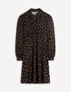 Boden Tenues De Travail-Robe-chemise courte en jersey Orla Brun roux, pois peints