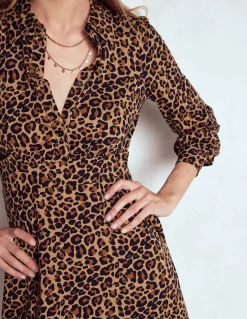 Boden Tenues De Travail|Robes & Combinaisons-Robe-chemise courte en jersey Orla Motif Cheetah Pop
