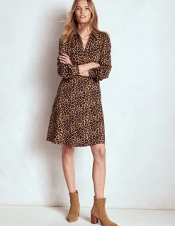 Boden Tenues De Travail|Robes & Combinaisons-Robe-chemise courte en jersey Orla Motif Cheetah Pop