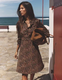 Boden Tenues De Travail|Robes & Combinaisons-Robe-chemise courte en jersey Orla Motif Cheetah Pop