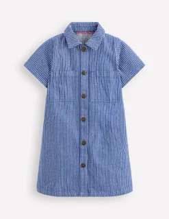 Boden Robes-Robe-chemise Lena en jean Rayé bleu saphir