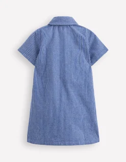 Boden Robes-Robe-chemise Lena en jean Rayé bleu saphir