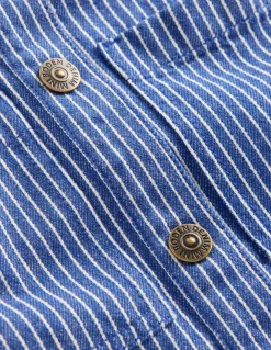 Boden Robes-Robe-chemise Lena en jean Rayé bleu saphir