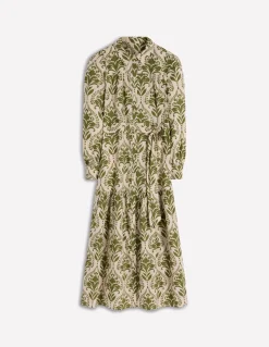 Boden Robes & Combinaisons|Longues-Robe-chemise longue Ellie en coton Motif Decorative Lattice vert