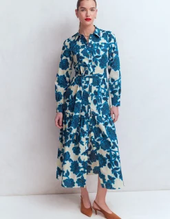 Boden Tenues De Travail|Robes & Combinaisons-Robe-chemise longue Ellie en coton Motif Floral Frenzy ivoire