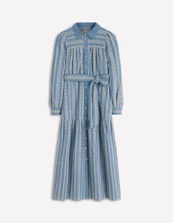 Boden Robes & Combinaisons|Robes Coupe Petite-Robe-chemise longue Ellie en coton Jean Brodé