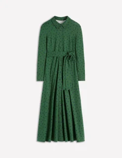 Boden Tenues De Travail|Robes & Combinaisons-Robe-chemise Marcia en jersey Vert chasseur, pois peints