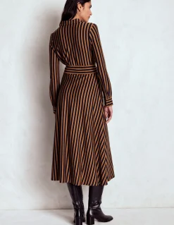 Boden Tenues De Travail|Robes & Combinaisons-Robe-chemise Marcia en jersey Pain d'épices, rayé bleu marine