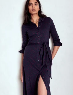 Boden Tenues De Travail-Robe-chemise Marcia en jersey Bleu marine foncé, pois peints