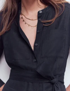 Boden Robes & Combinaisons|Longues-Robe-chemise Mollie en lin Bleu marine