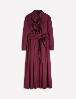 Boden Robes & Combinaisons|Longues-Robe-chemise plissée à volants Glycine profond