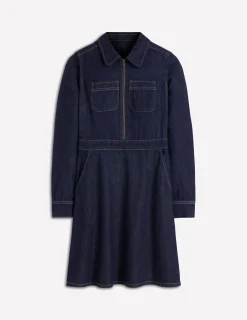 Boden Robes & Combinaisons|Robes Coupe Petite-Robe-chemise virevoltante en jean Denim indigo
