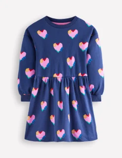 Boden Robes-Robe-sweat à emmanchures basses Motif Love Hearts bleu tribord