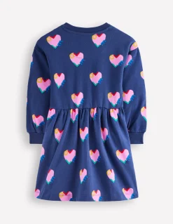 Boden Robes-Robe-sweat à emmanchures basses Motif Love Hearts bleu tribord