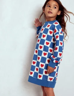 Boden Robes-Robe-sweat décontractée Motif Heart Stamp bleu