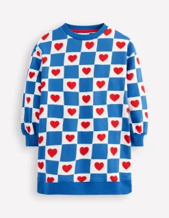 Boden Robes-Robe-sweat décontractée Motif Heart Stamp bleu