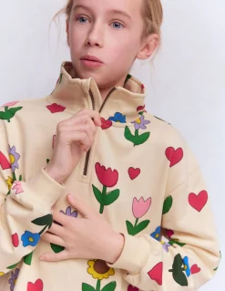 Boden Robes-Robe-sweat partiellement zippée Motif Sunflower Garden blanc calicot