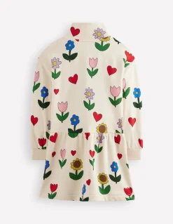 Boden Robes-Robe-sweat partiellement zippée Motif Sunflower Garden blanc calicot