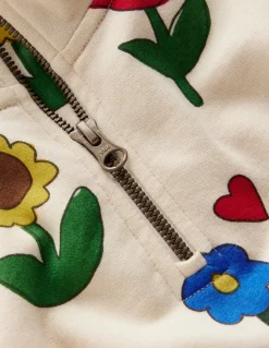 Boden Robes-Robe-sweat partiellement zippée Motif Sunflower Garden blanc calicot