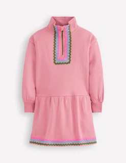 Boden Robes-Robe-sweat partiellement zippée Brume rose
