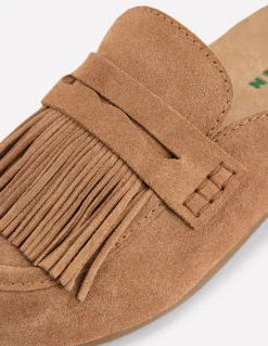 Boden Chaussures Plates-Sabots Etta façon mules avec franges Fauve