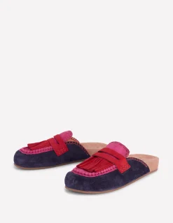 Boden Chaussures Plates-Sabots Etta façon mules avec franges Colourblock