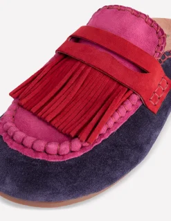 Boden Chaussures Plates-Sabots Etta façon mules avec franges Colourblock