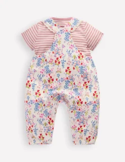 Boden Barboteuses & Ensembles-Salopette en jersey à manches courtes Motif Ditsy Meadow ivoire