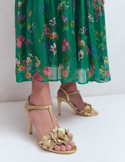 Boden Chaussures À Talons-Sandales à fleurs Doré