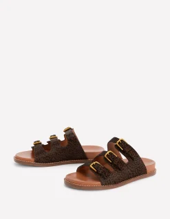 Boden Chaussures Plates|Sandales-Sandales à semelle ergonomique et trois brides Cœurs folk rouge rockabilly