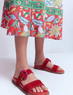 Boden Chaussures Plates|Sandales-Sandales Caryl à deux brides Rouge Vif (BN883)