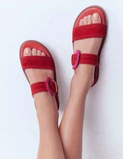 Boden Chaussures Plates|Sandales-Sandales Caryl à deux brides Rouge Vif (BN883)