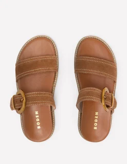 Boden Chaussures Plates|Sandales-Sandales Caryl à deux brides Fauve