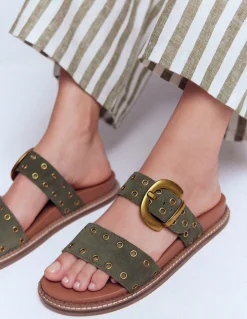 Boden Chaussures Plates|Sandales-Sandales Caryl à deux brides Vert olive profond