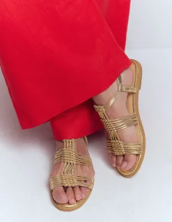 Boden Chaussures Plates|Sandales-Sandales nouées à brides multiples Doré