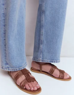 Boden Chaussures Plates|Sandales-Sandales nouées à brides multiples Fauve