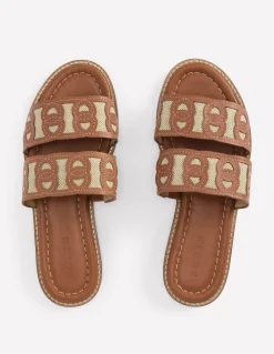 Boden Chaussures Plates|Sandales-Sandales plates à brides entrelacées Fauve