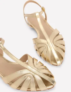 Boden Chaussures Plates|Sandales-Sandales plates effet cage Doré