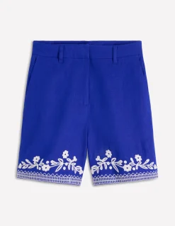 Boden Shorts|Ensembles Assortis-Short Belgravia en lin Broderie bleu vif
