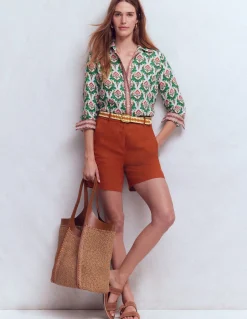 Boden Shorts-Short Belgravia en lin Orange brûlé