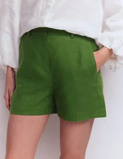 Boden Shorts-Short Belgravia en lin Vert promenade
