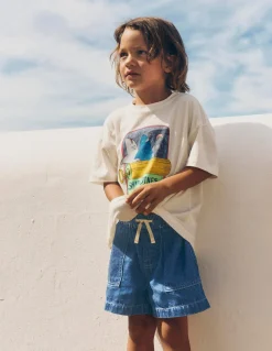 Boden Shorts-Short en jean doux Délavage Vintage Léger