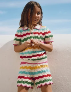 Boden Shorts|Ensembles Assortis-Short en maille pointelle Arc-en-ciel multi ivoire