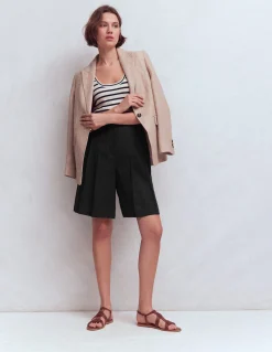 Boden Shorts-Short Highbury plissé en lin Noir