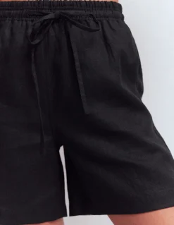 Boden Shorts-Short Islington en lin Noir